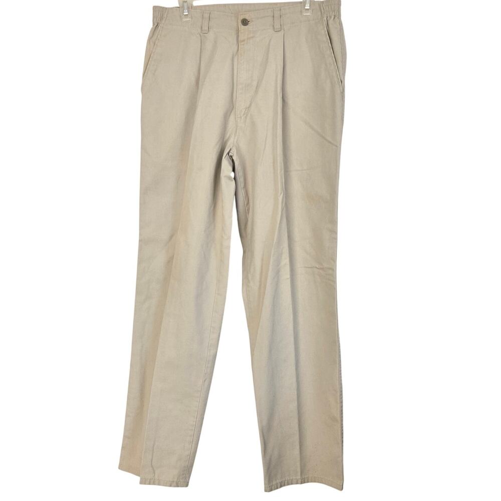 Heritage Classic Vintage Dockers Khaki Pleated Trousers Made in USA Size 34x32